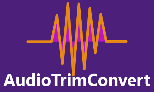 AudioTrimConvert.com Logo - A colored sound wave on a purple background with the web site name as white text below it